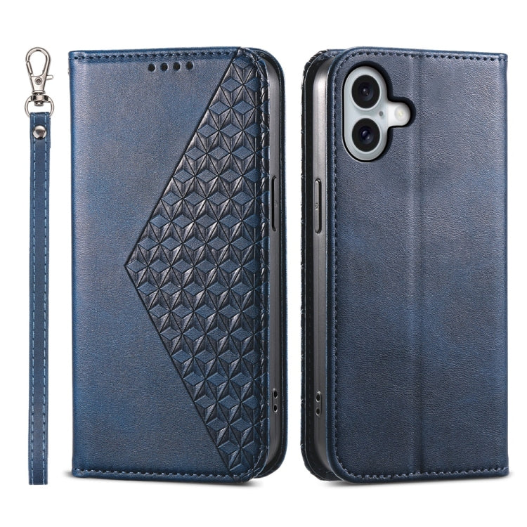 Cubic Grid Calf Texture Magnetic Leather Phone Case