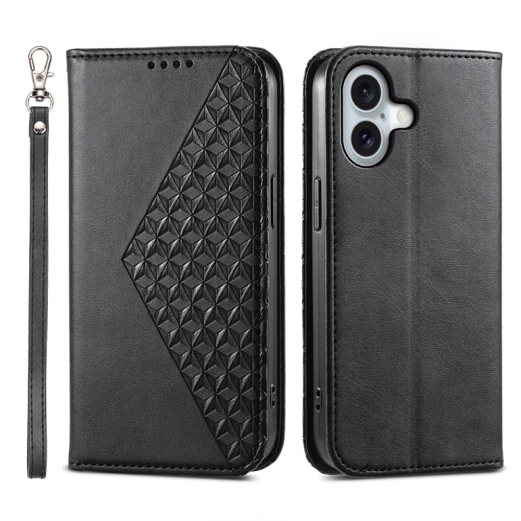 Cubic Grid Calf Texture Magnetic Leather Phone Case, For iPhone 16, For iPhone 15 Pro Max, For iPhone 15 Pro, For iPhone 15 Plus