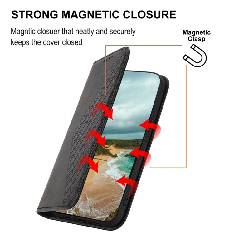Cubic Grid Calf Texture Magnetic Leather Phone Case, For iPhone 16, For iPhone 15 Pro Max, For iPhone 15 Pro, For iPhone 15 Plus