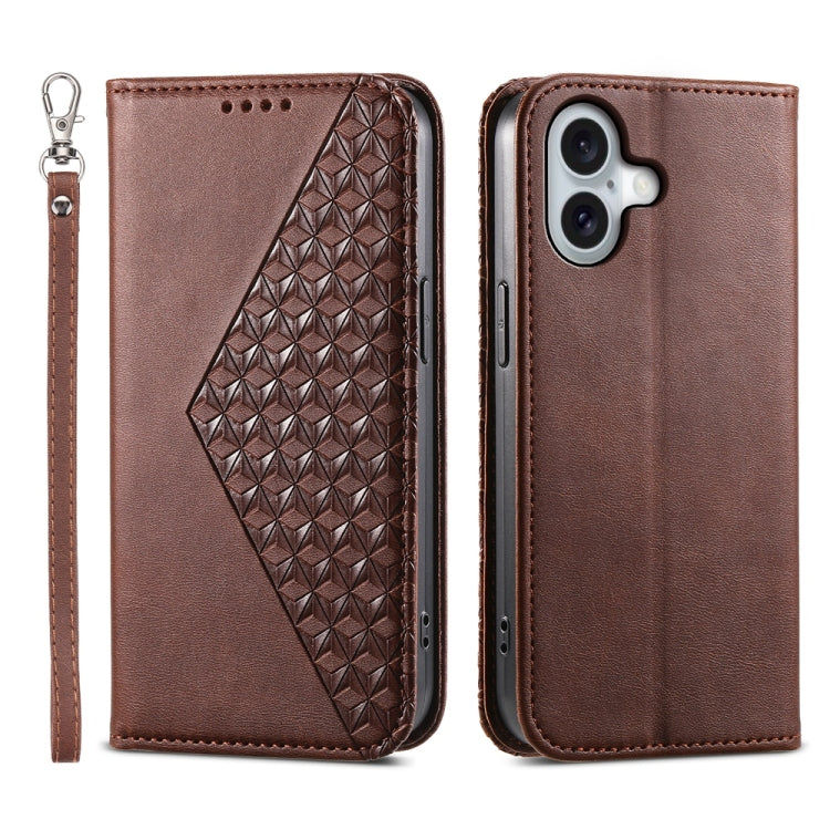 Cubic Grid Calf Texture Magnetic Leather Phone Case, For iPhone 16, For iPhone 15 Pro Max, For iPhone 15 Pro, For iPhone 15 Plus