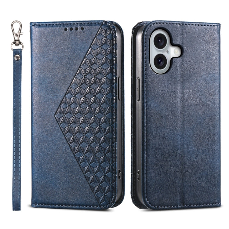 Cubic Grid Calf Texture Magnetic Leather Phone Case, For iPhone 16, For iPhone 15 Pro Max, For iPhone 15 Pro, For iPhone 15 Plus