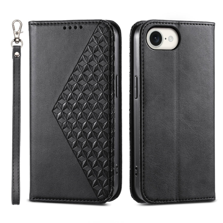 Cubic Grid Calf Texture Magnetic Leather Phone Case