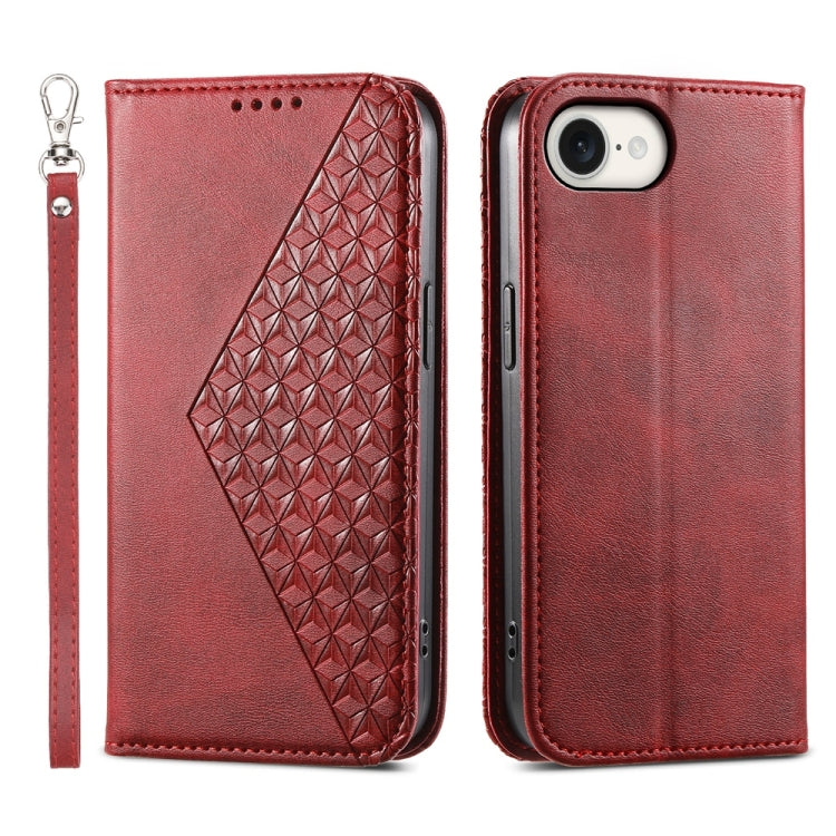 Cubic Grid Calf Texture Magnetic Leather Phone Case