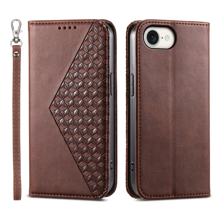 Cubic Grid Calf Texture Magnetic Leather Phone Case