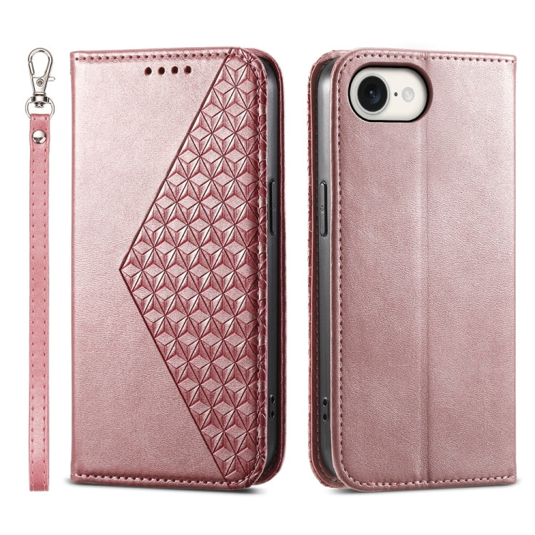 Cubic Grid Calf Texture Magnetic Leather Phone Case