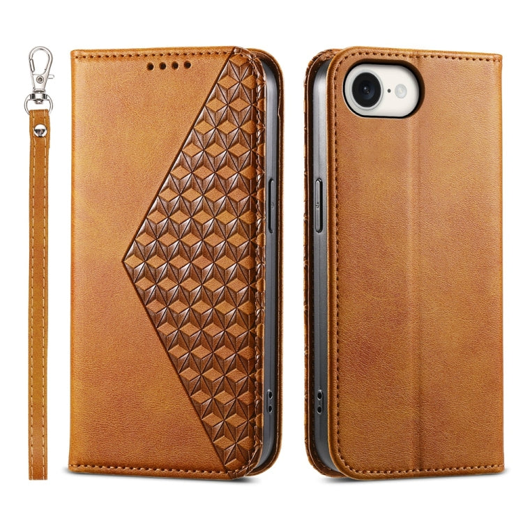 Cubic Grid Calf Texture Magnetic Leather Phone Case