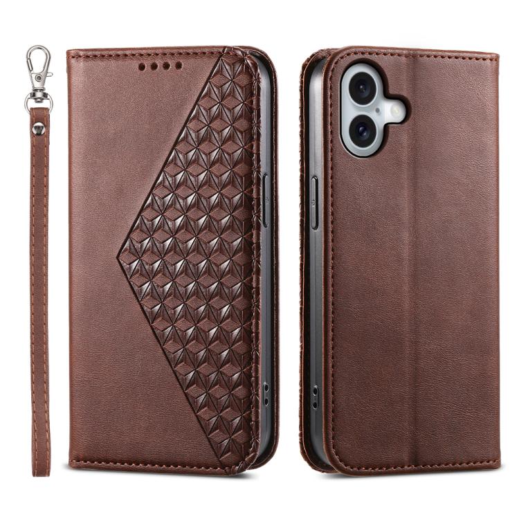Cubic Grid Calf Texture Magnetic Leather Phone Case, For iPhone 17 Pro Max, For iPhone 17 Pro, For iPhone 17, For iPhone 17 Air