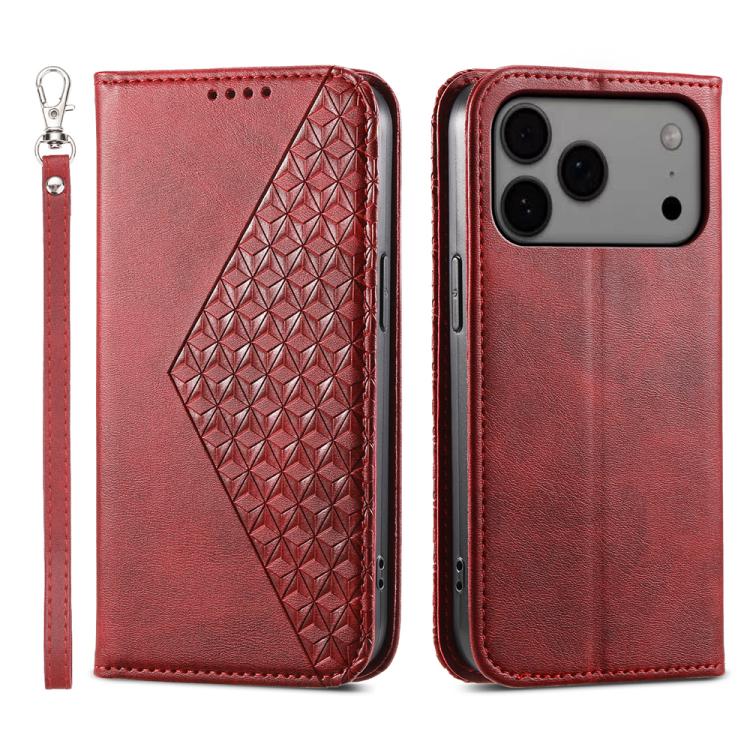 Cubic Grid Calf Texture Magnetic Leather Phone Case, For iPhone 17 Pro Max, For iPhone 17 Pro, For iPhone 17, For iPhone 17 Air