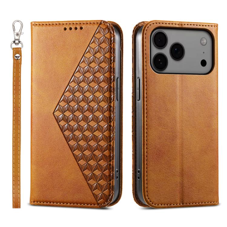 Cubic Grid Calf Texture Magnetic Leather Phone Case, For iPhone 17 Pro Max, For iPhone 17 Pro, For iPhone 17, For iPhone 17 Air