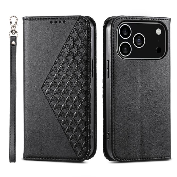 Cubic Grid Calf Texture Magnetic Leather Phone Case, For iPhone 17 Pro Max, For iPhone 17 Pro, For iPhone 17, For iPhone 17 Air