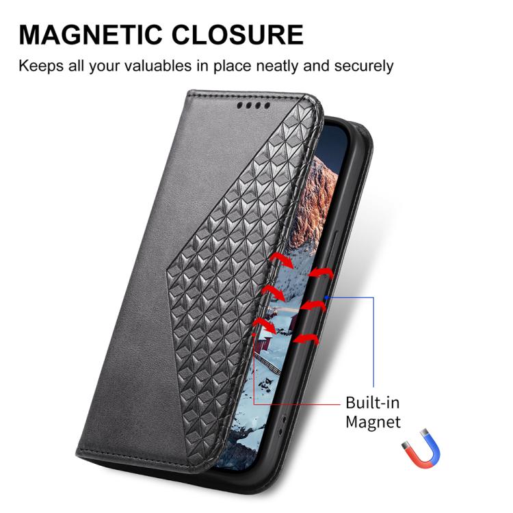 Cubic Grid Calf Texture Magnetic Leather Phone Case, For iPhone 17 Pro Max, For iPhone 17 Pro, For iPhone 17, For iPhone 17 Air