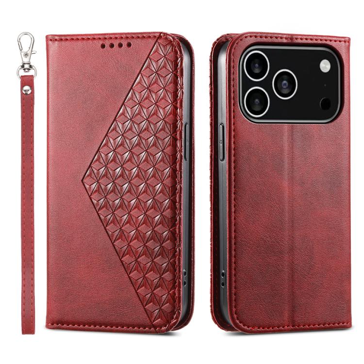 Cubic Grid Calf Texture Magnetic Leather Phone Case, For iPhone 17 Pro Max, For iPhone 17 Pro, For iPhone 17, For iPhone 17 Air