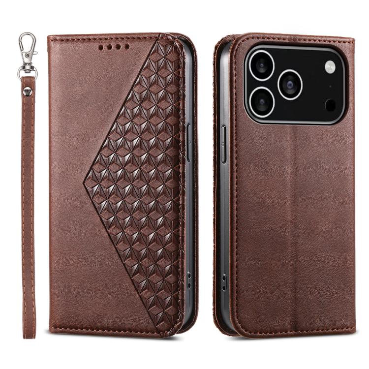 Cubic Grid Calf Texture Magnetic Leather Phone Case, For iPhone 17 Pro Max, For iPhone 17 Pro, For iPhone 17, For iPhone 17 Air