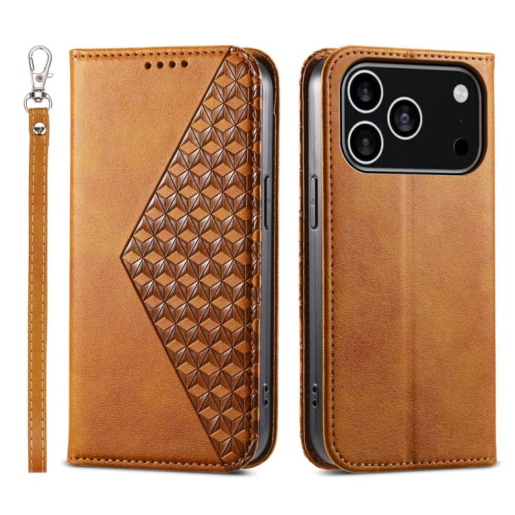 Cubic Grid Calf Texture Magnetic Leather Phone Case, For iPhone 17 Pro Max, For iPhone 17 Pro, For iPhone 17, For iPhone 17 Air