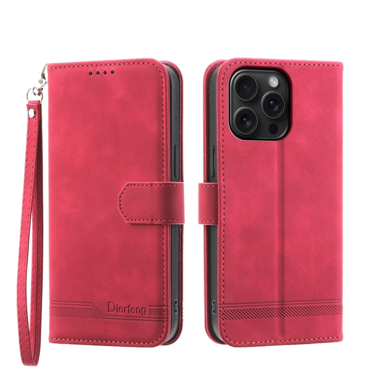 Dierfeng Dream Line TPU Hybrid PU Leather Phone Case, For iPhone 16, For iPhone 15 Pro Max, For iPhone 15 Pro, For iPhone 15 Plus