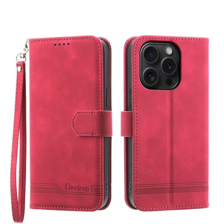 Dierfeng Dream Line TPU Hybrid PU Leather Phone Case, For iPhone 16, For iPhone 15 Pro Max, For iPhone 15 Pro, For iPhone 15 Plus