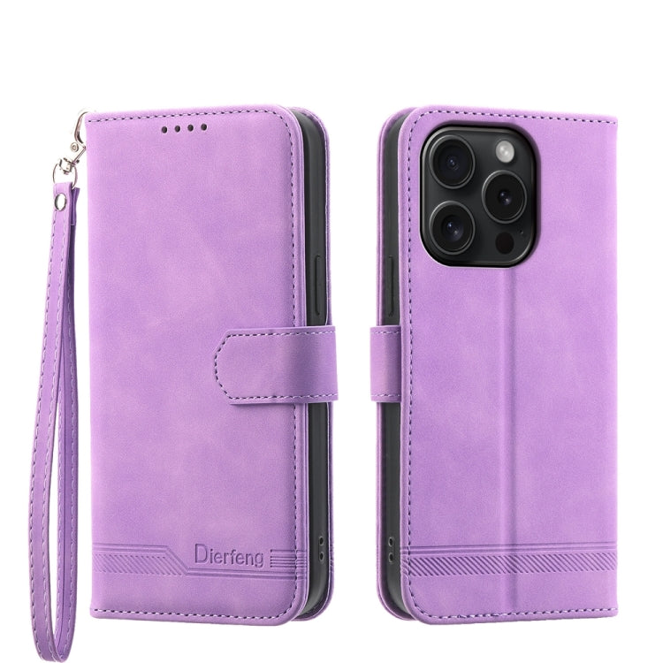 Dierfeng Dream Line TPU Hybrid PU Leather Phone Case, For iPhone 16, For iPhone 15 Pro Max, For iPhone 15 Pro, For iPhone 15 Plus