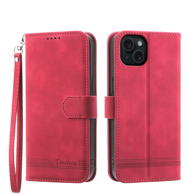 Dierfeng Dream Line TPU Hybrid PU Leather Phone Case, For iPhone 16, For iPhone 15 Pro Max, For iPhone 15 Pro, For iPhone 15 Plus