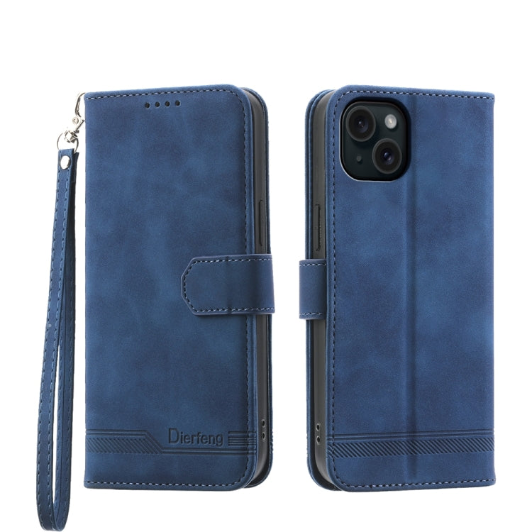 Dierfeng Dream Line TPU Hybrid PU Leather Phone Case, For iPhone 16, For iPhone 15 Pro Max, For iPhone 15 Pro, For iPhone 15 Plus