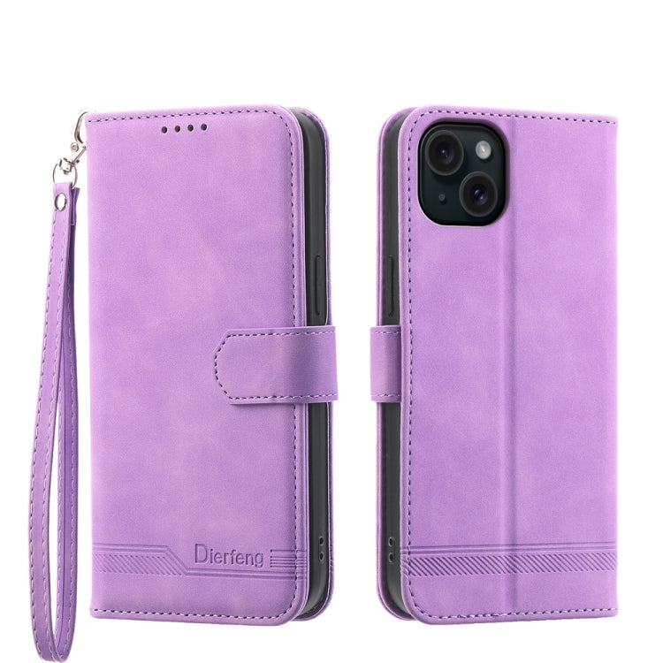 Dierfeng Dream Line TPU Hybrid PU Leather Phone Case, For iPhone 16, For iPhone 15 Pro Max, For iPhone 15 Pro, For iPhone 15 Plus