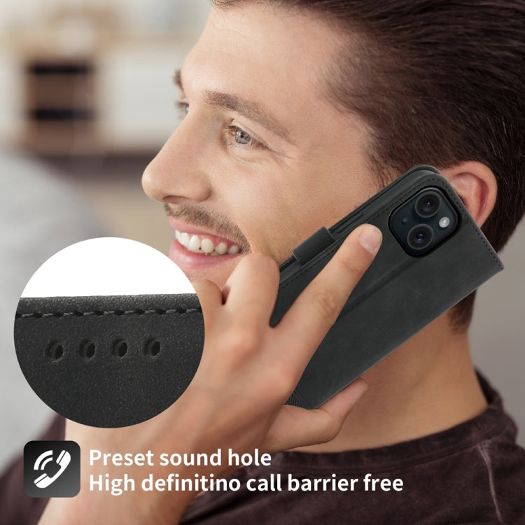 Dierfeng Dream Line TPU Hybrid PU Leather Phone Case, For iPhone 15