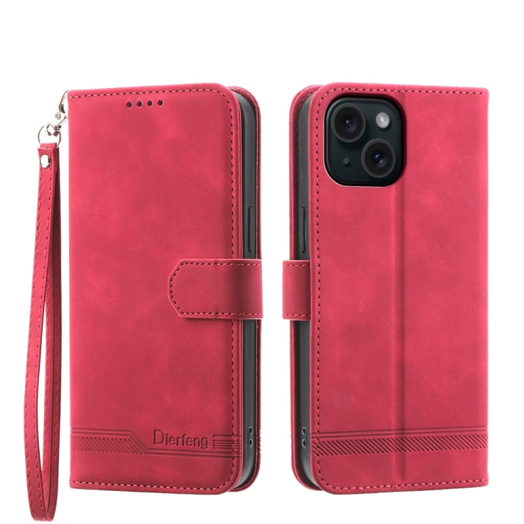 Dierfeng Dream Line TPU Hybrid PU Leather Phone Case, For iPhone 15