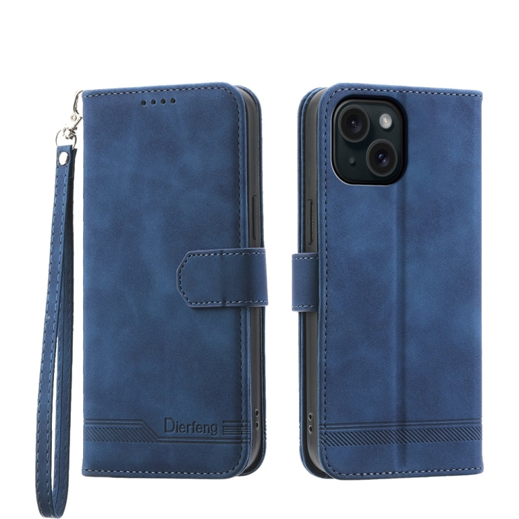 Dierfeng Dream Line TPU Hybrid PU Leather Phone Case, For iPhone 15