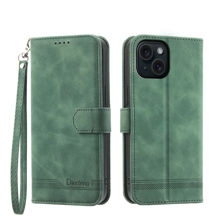 Dierfeng Dream Line TPU Hybrid PU Leather Phone Case, For iPhone 15