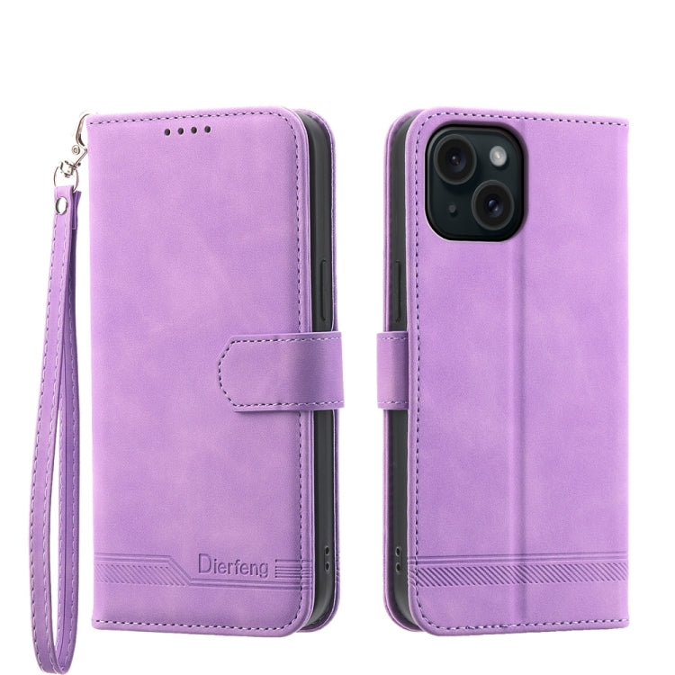 Dierfeng Dream Line TPU Hybrid PU Leather Phone Case, For iPhone 15