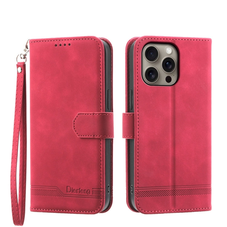 Dierfeng Dream Line TPU Hybrid PU Leather Phone Case, For iPhone 16e, For iPhone 16 Pro Max, For iPhone 16 Pro, For iPhone 16 Plus