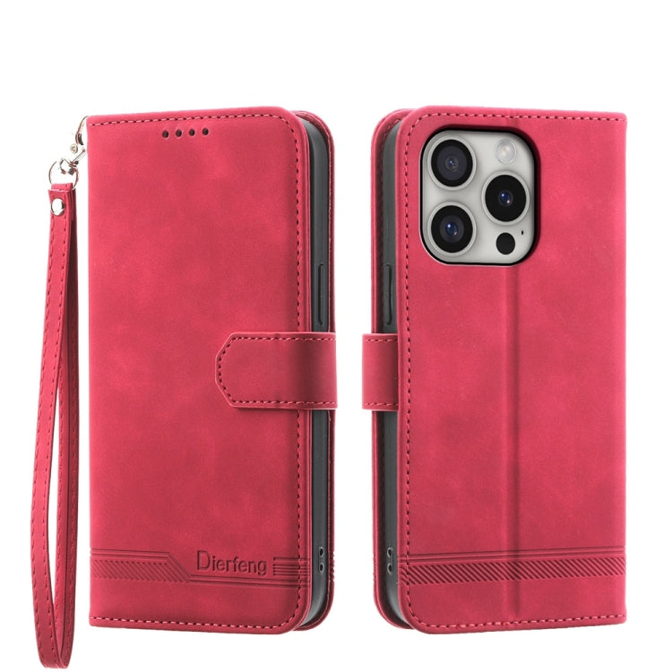 Dierfeng Dream Line TPU Hybrid PU Leather Phone Case, For iPhone 16e, For iPhone 16 Pro Max, For iPhone 16 Pro, For iPhone 16 Plus