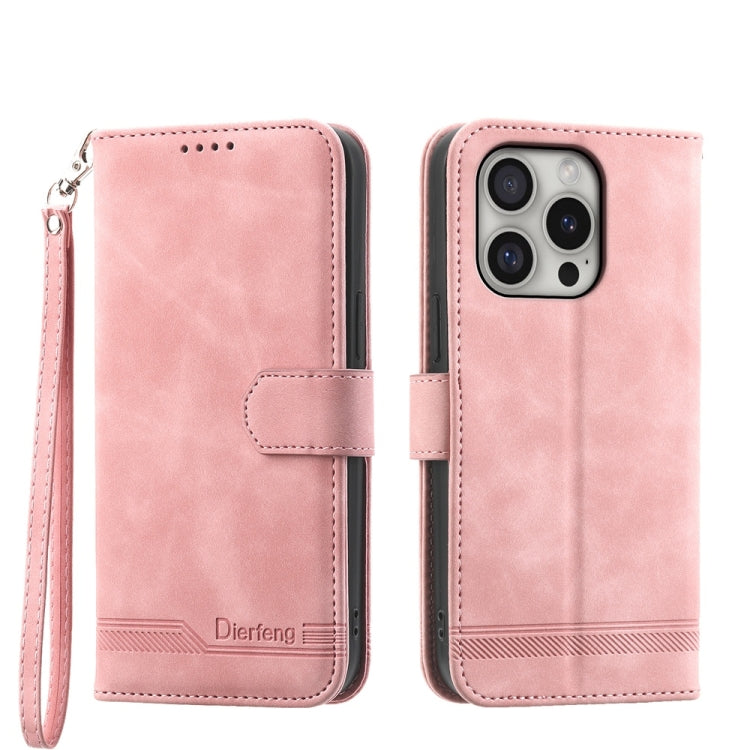 Dierfeng Dream Line TPU Hybrid PU Leather Phone Case, For iPhone 16e, For iPhone 16 Pro Max, For iPhone 16 Pro, For iPhone 16 Plus