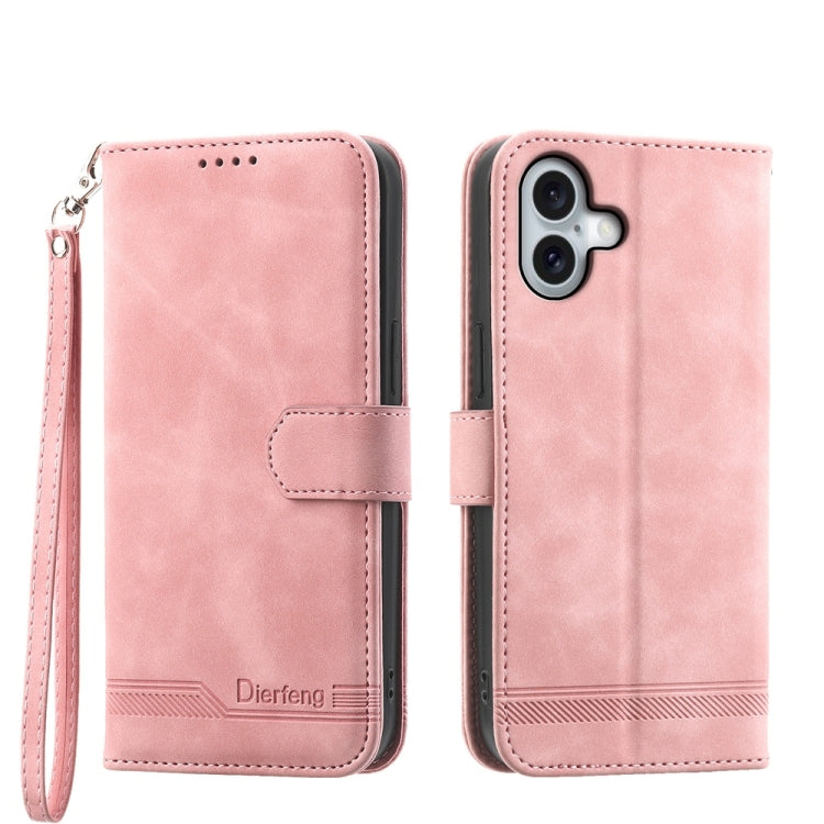 Dierfeng Dream Line TPU Hybrid PU Leather Phone Case, For iPhone 16e, For iPhone 16 Pro Max, For iPhone 16 Pro, For iPhone 16 Plus