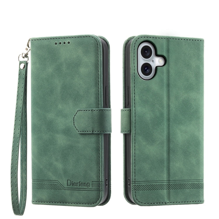 Dierfeng Dream Line TPU Hybrid PU Leather Phone Case, For iPhone 16e, For iPhone 16 Pro Max, For iPhone 16 Pro, For iPhone 16 Plus