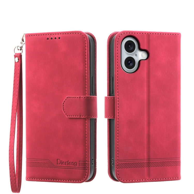 Dierfeng Dream Line TPU Hybrid PU Leather Phone Case, For iPhone 16, For iPhone 15 Pro Max, For iPhone 15 Pro, For iPhone 15 Plus