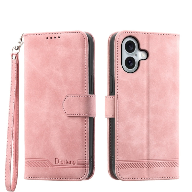 Dierfeng Dream Line TPU Hybrid PU Leather Phone Case, For iPhone 16, For iPhone 15 Pro Max, For iPhone 15 Pro, For iPhone 15 Plus