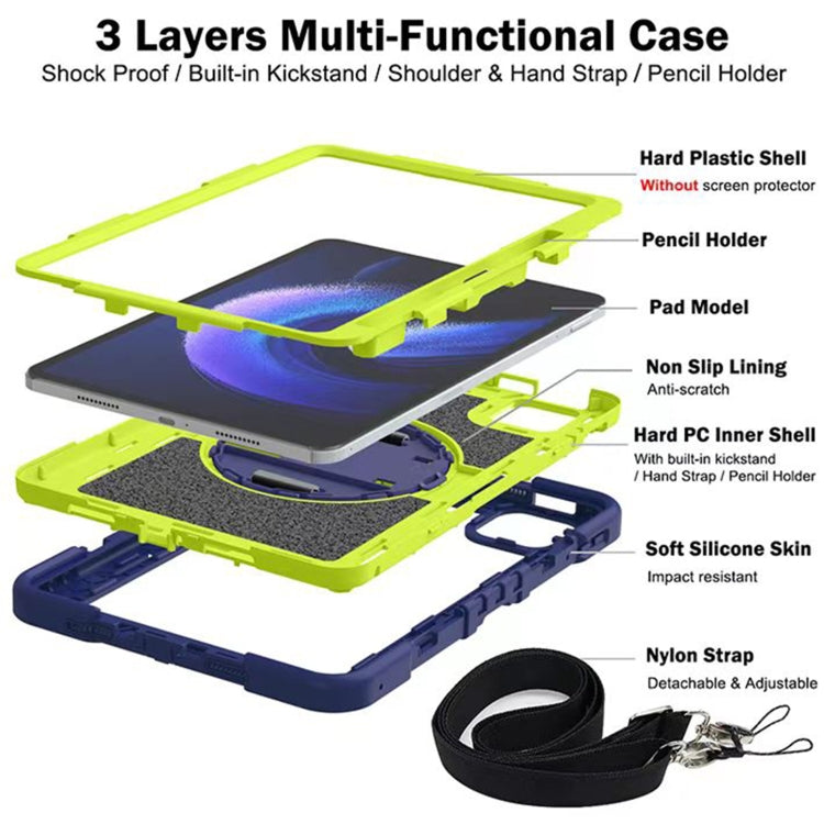 360 Degree Rotation PC Contrast Silicone Tablet Case, For Xiaomi Pad 6