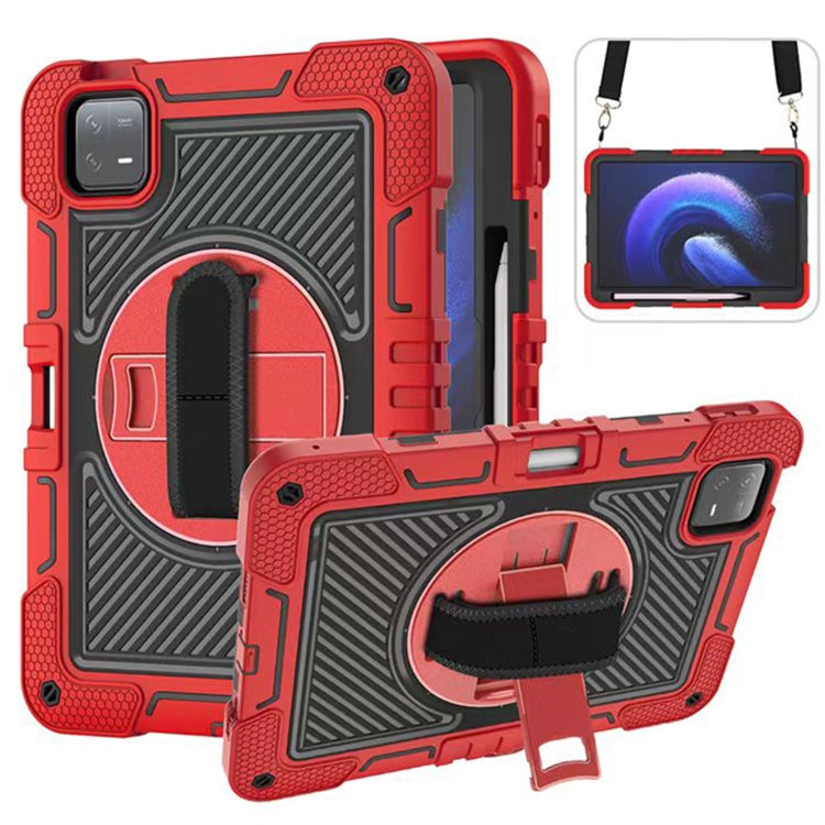 360 Degree Rotation PC Contrast Silicone Tablet Case, For Xiaomi Redmi Pad SE, For Xiaomi Pad 6