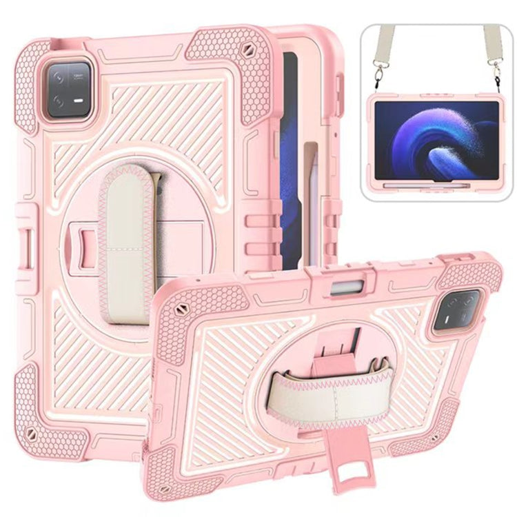 360 Degree Rotation PC Contrast Silicone Tablet Case, For Xiaomi Redmi Pad SE, For Xiaomi Pad 6