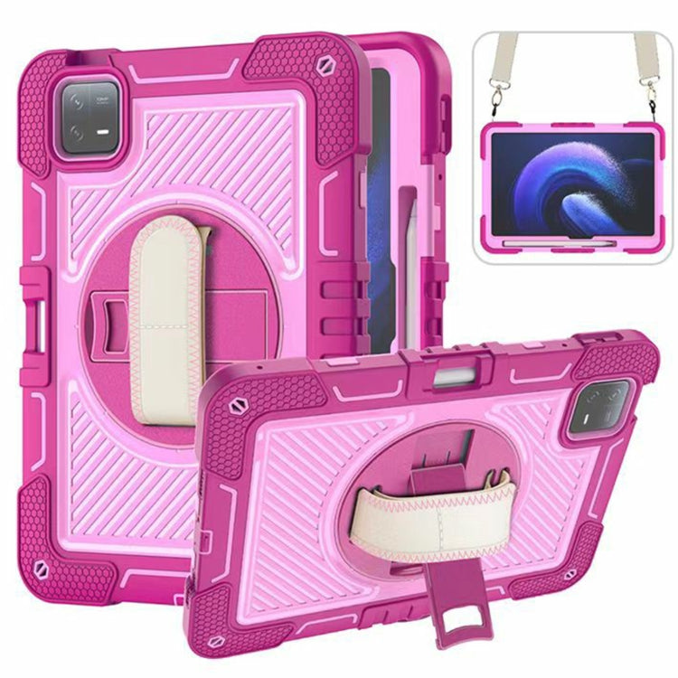 360 Degree Rotation PC Contrast Silicone Tablet Case, For Xiaomi Redmi Pad SE, For Xiaomi Pad 6