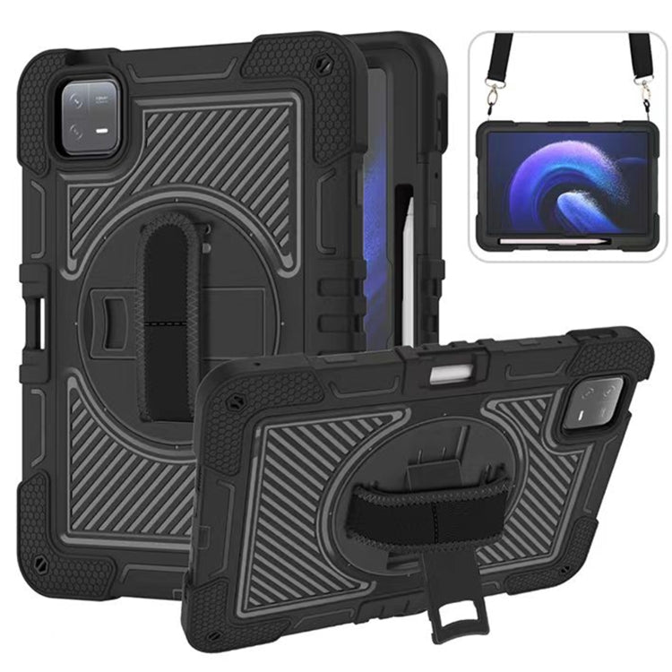 360 Degree Rotation PC Contrast Silicone Tablet Case, For Xiaomi Redmi Pad SE, For Xiaomi Pad 6