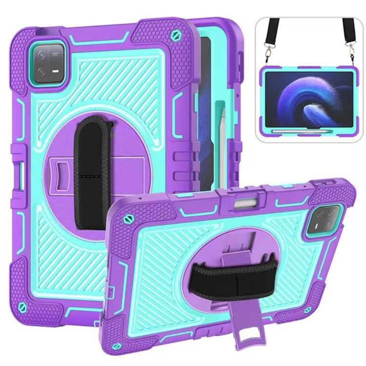 360 Degree Rotation PC Contrast Silicone Tablet Case, For Xiaomi Redmi Pad SE, For Xiaomi Pad 6