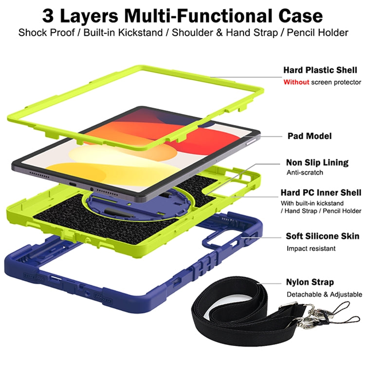 360 Degree Rotation PC Contrast Silicone Tablet Case, For Xiaomi Redmi Pad SE, For Xiaomi Pad 6