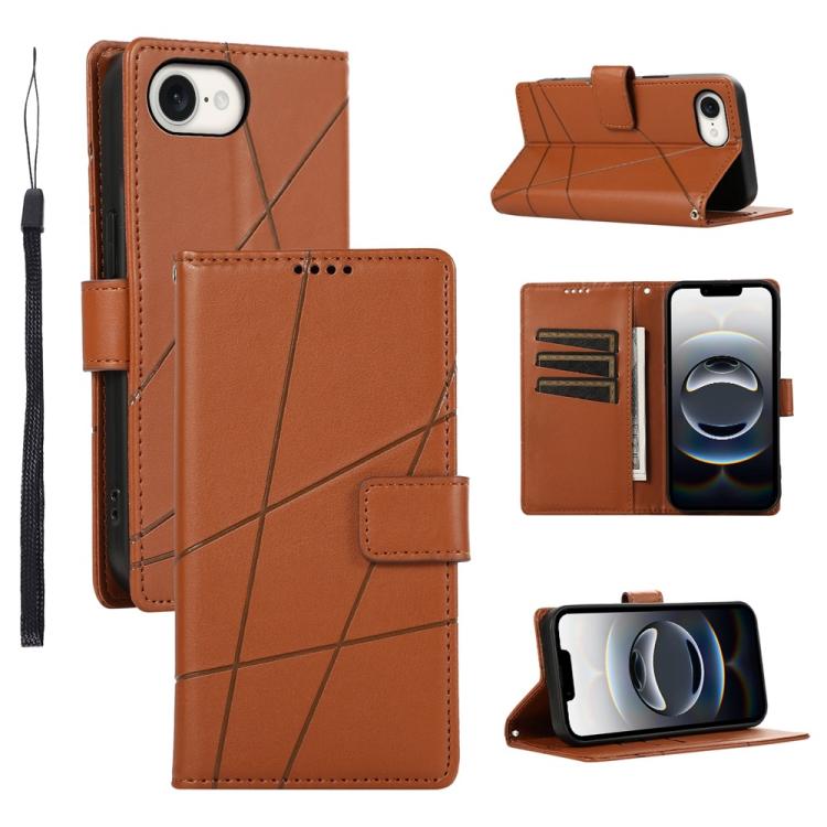 PU Genuine Leather Texture Embossed Line Phone Case, iPhone 16e, For iPhone 16 Pro Max, For iPhone 16 Pro, For iPhone 16 Plus