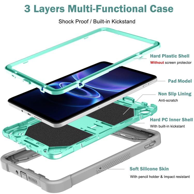 Shockproof Silicone Hybrid PC Tablet Case with Holder, For Xiaomi Redmi Pad 2 SE 9.7 2026, For Xiaomi Redmi Pad 2, For Xiaomi Pad 7 / 7 Pro