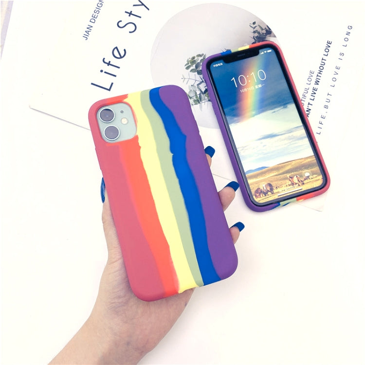 Rainbow Liquid Silicone Shockproof Full Coverage Protective Case, For iPhone 11 Pro