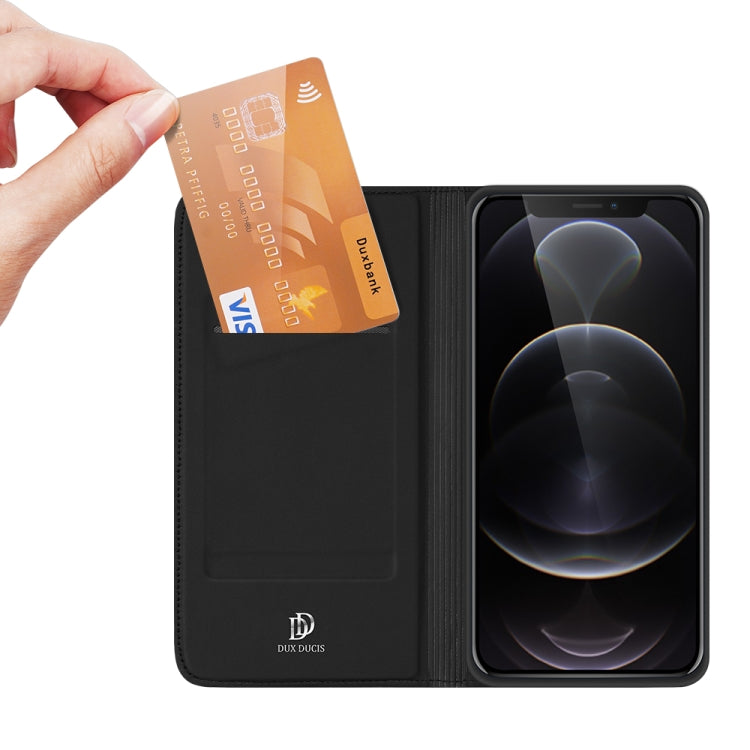 DUX DUCIS Skin Pro Series Horizontal Flip PU + TPU Leather Case, with Holder & Card Slots, For iPhone 12 / 12 Pro