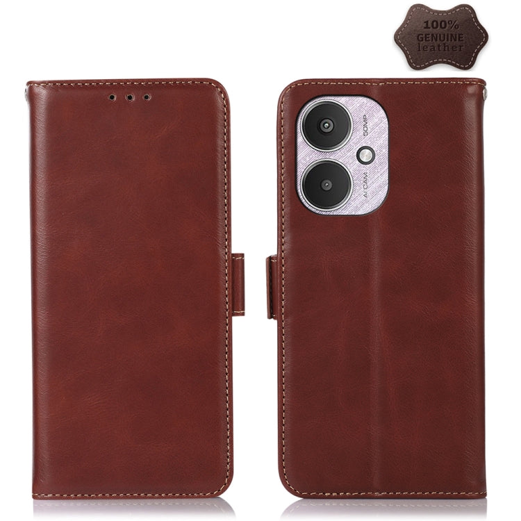 Magnetic Crazy Horse Texture Genuine Leather RFID Phone Case