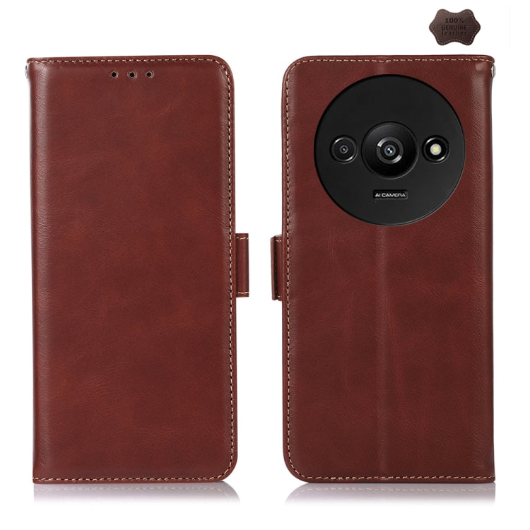 Magnetic Crazy Horse Texture Genuine Leather RFID Phone Case