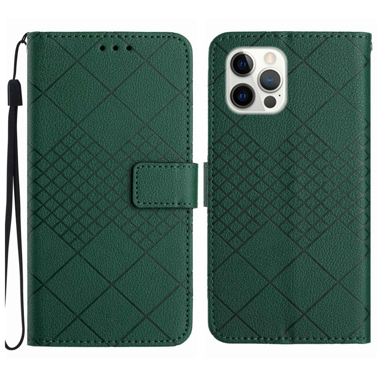 Rhombic Grid Texture Leather Phone Case, For iPhone 16, For iPhone 15 Pro Max, For iPhone 15 Pro, For iPhone 15 Plus